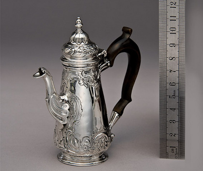 George II Miniature Silver Coffee Pot - John Hugh Le Sage
